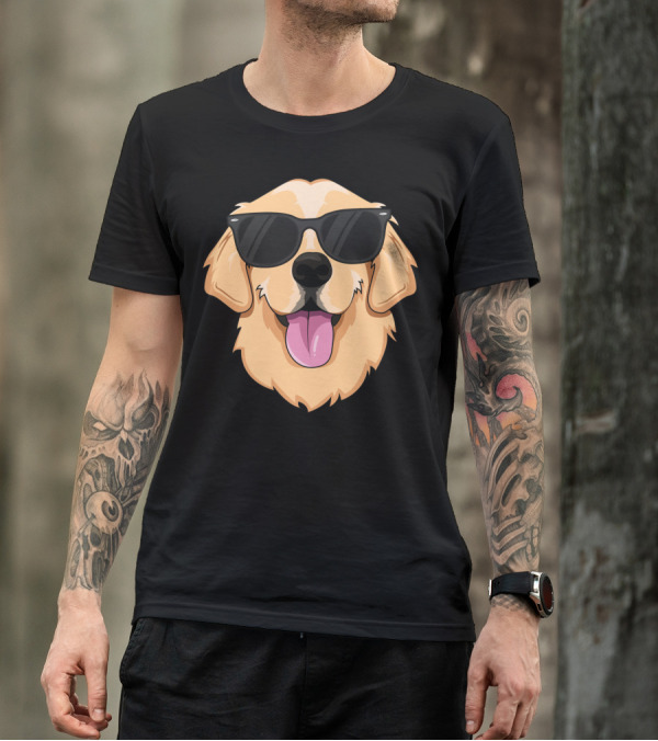 Golden Retriever Wearing Sunglasses Cool Dude T-Shirt