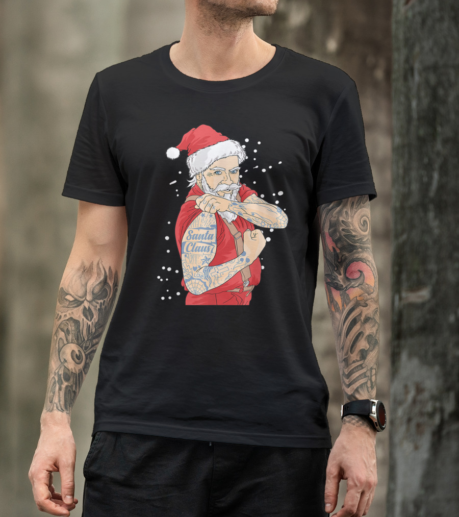 Cool Santa Claus Tattoo Yule Santa Claus Love T-Shirt