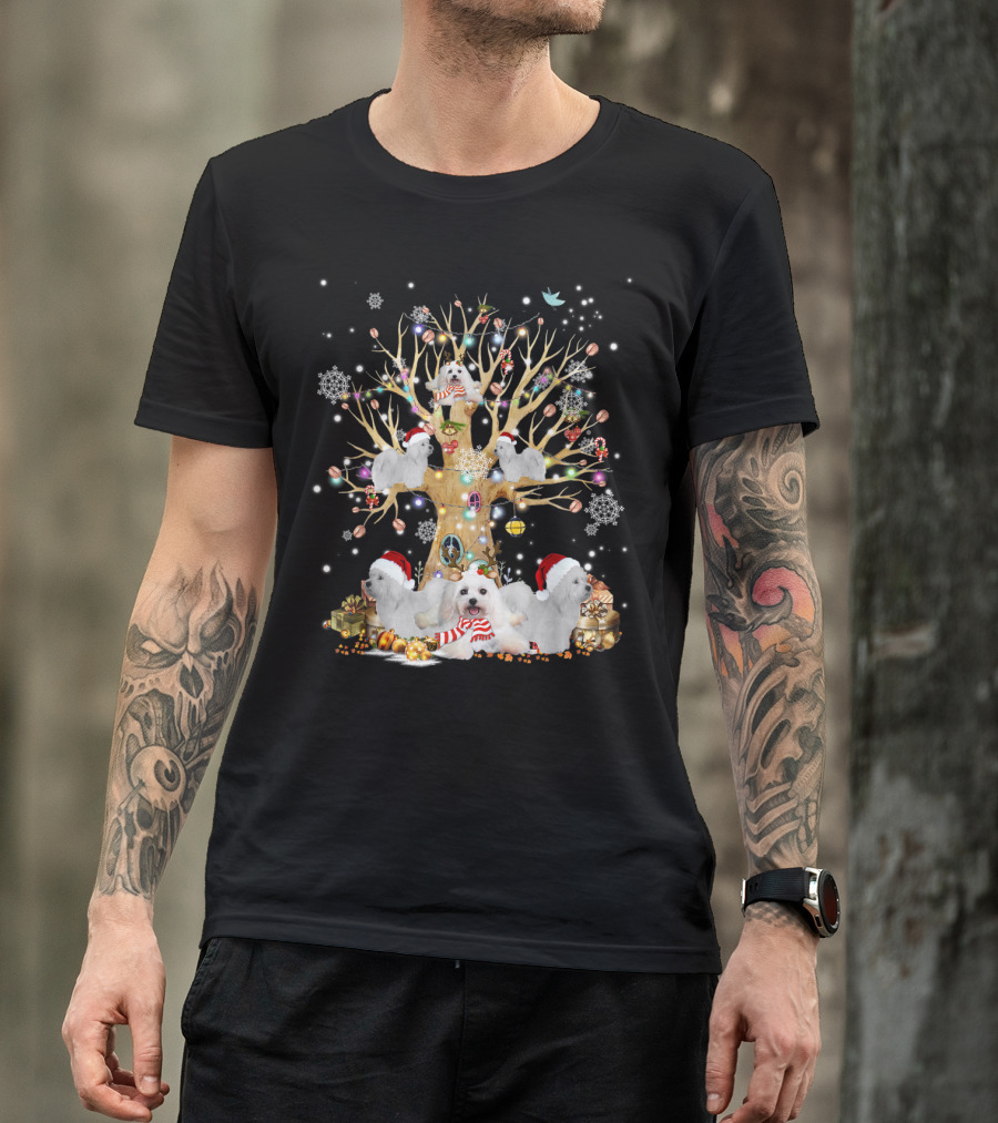 Coton De Tulear Santa Hat Christmas Tree With Ornaments And Gifts T-Shirt