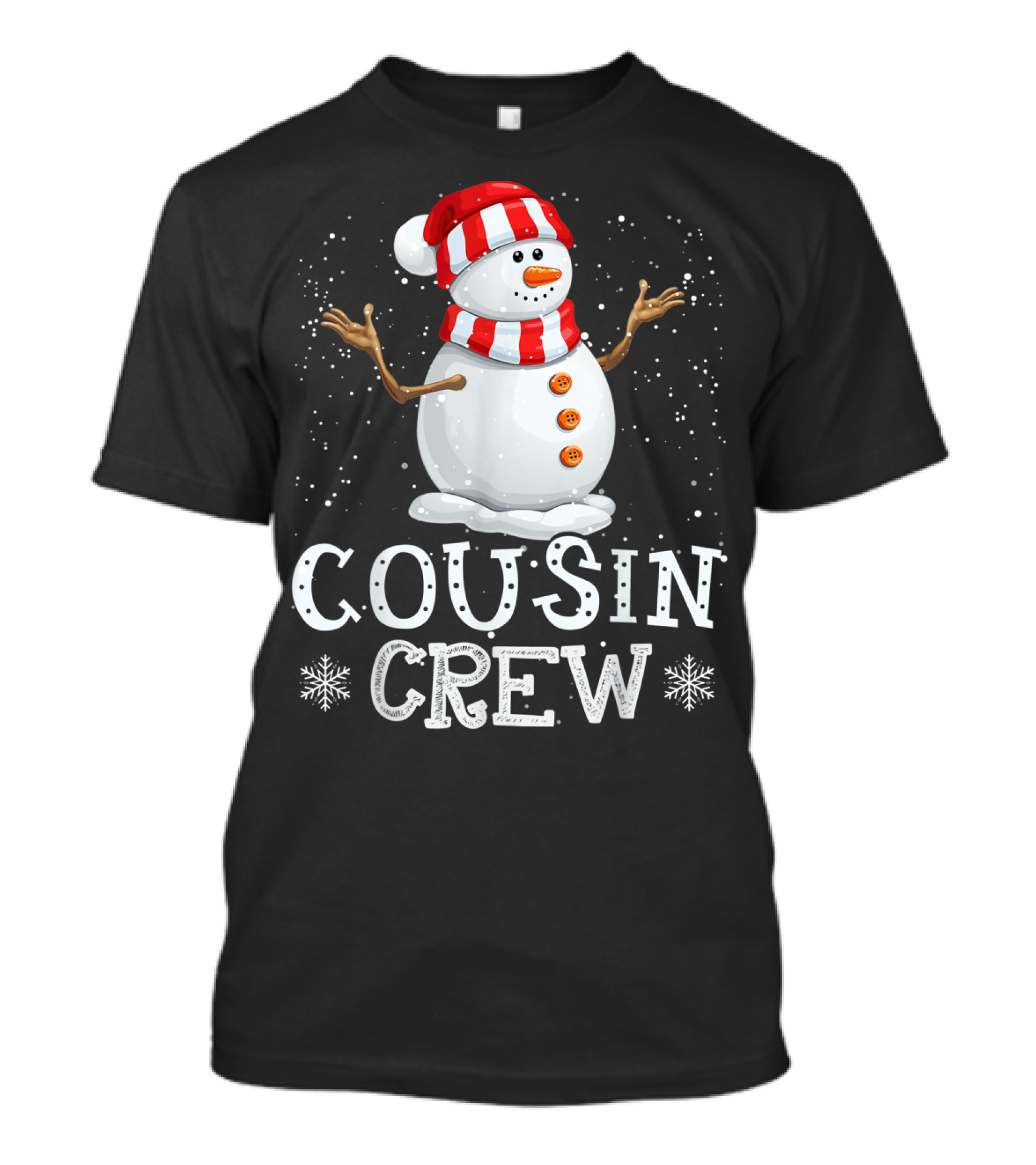 Cousin Crew Snowman Christmas Red Hat Striped Scarf T-Shirt