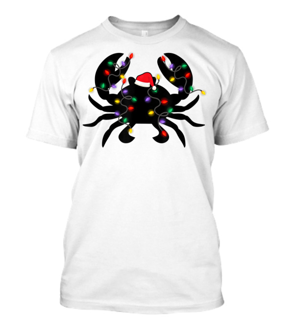 Crab With Christmas Lights And Santa Hat T-Shirt