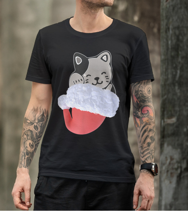 Cute Cat Santa Hat Merry Catmas Christmas Kitty T-Shirt