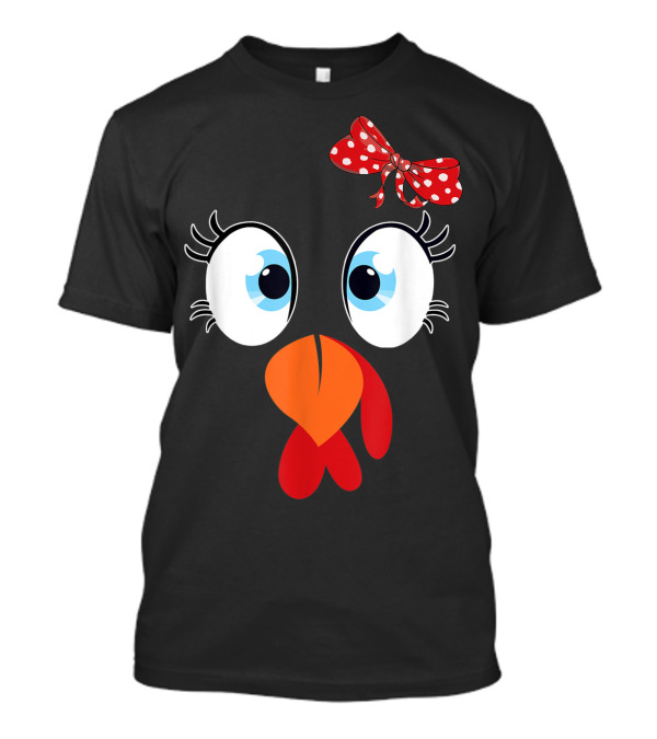 Cute Turkey Face I'm Thankful Thanksgiving Bow Eyelashes T-Shirt