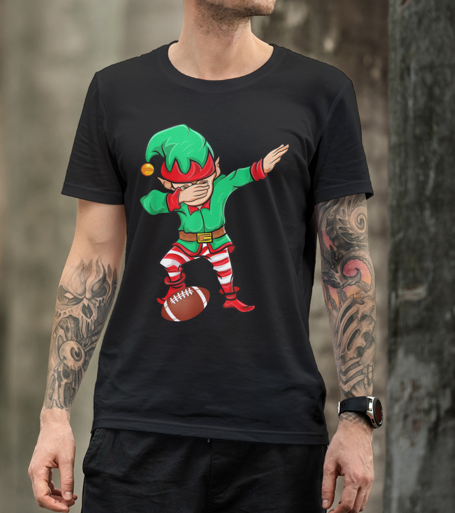 Dab Elf With American Football Christmas T-Shirt