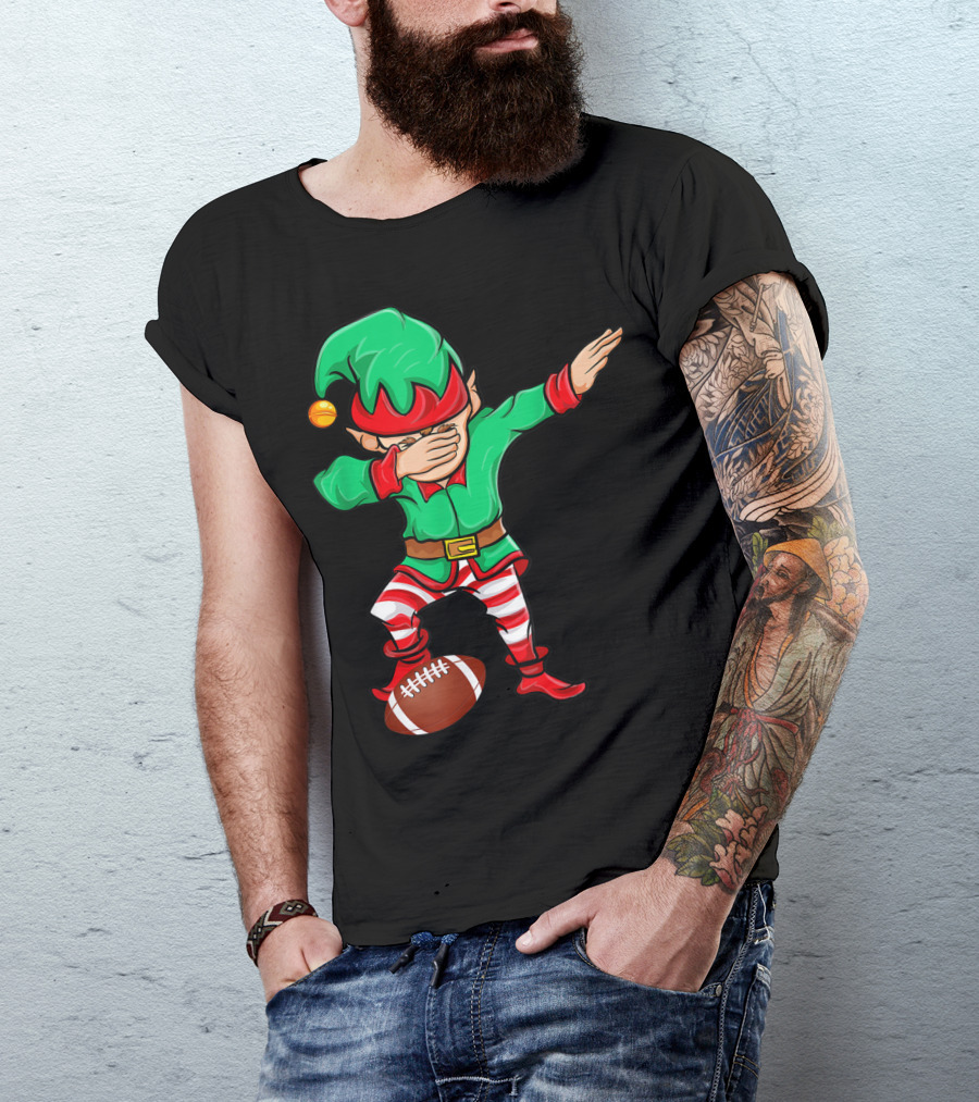 Dab Elf With American Football Christmas T-Shirt