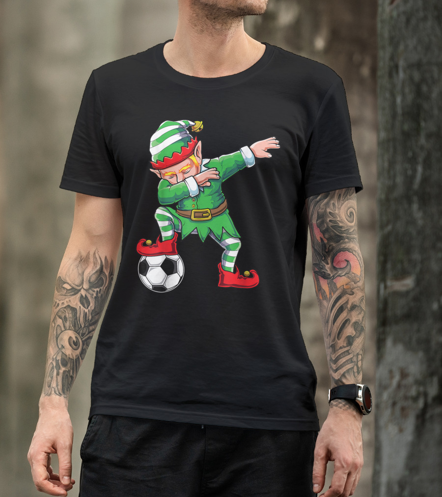 Dabbing Santa Elf Soccer Football Boys Dab T-Shirt