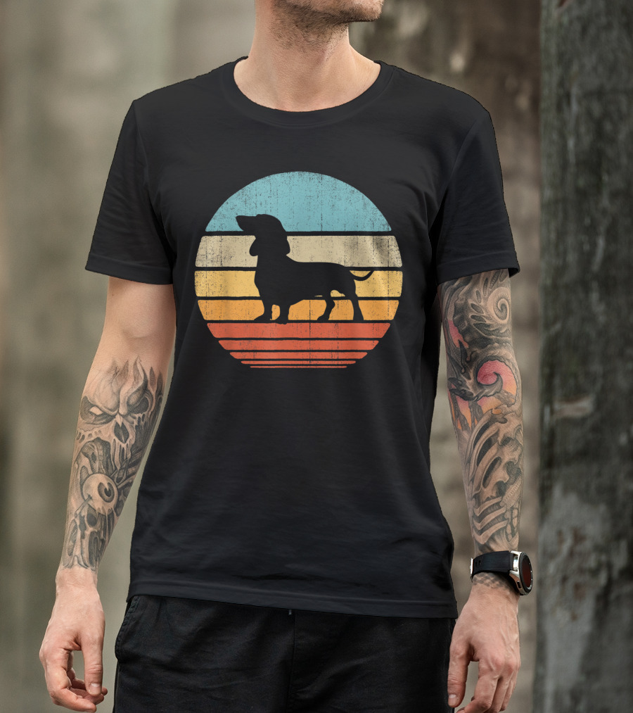 Dachshund Vintage Retro 60S 70S Style Sunset T-Shirt