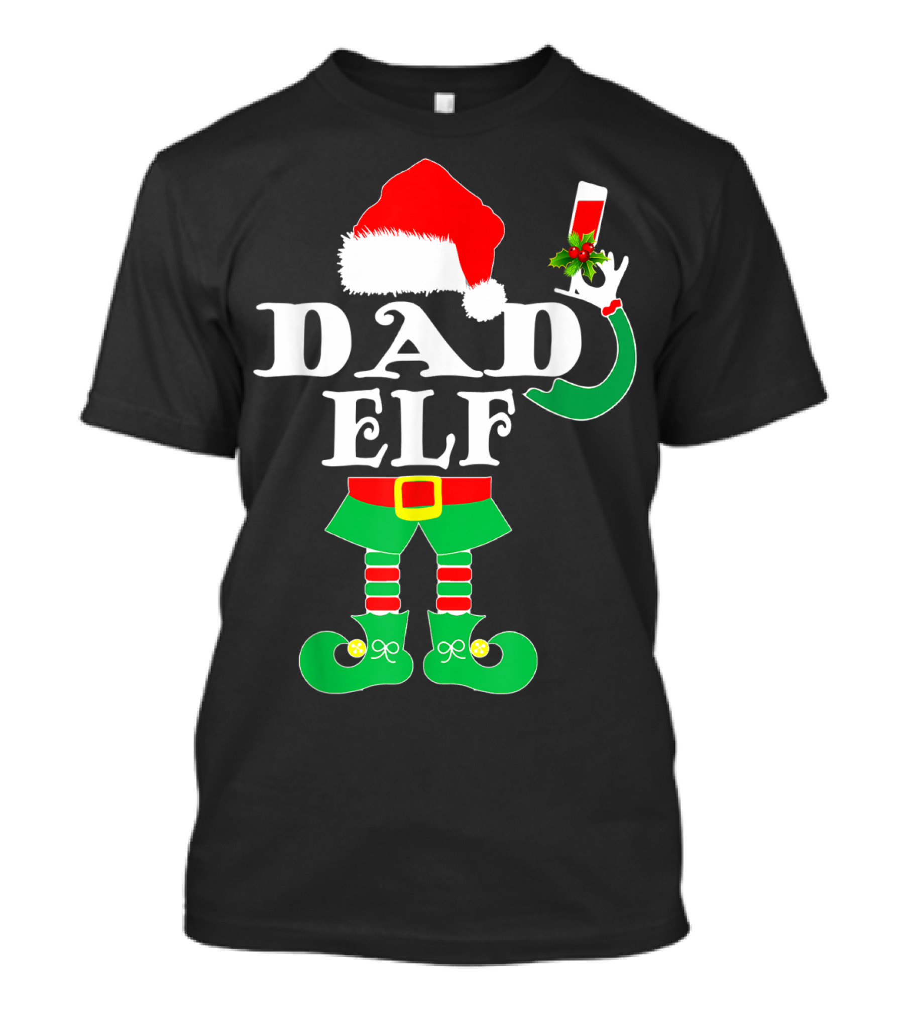 Dad Elf Christmas Santa Hat Family Holiday T-Shirt