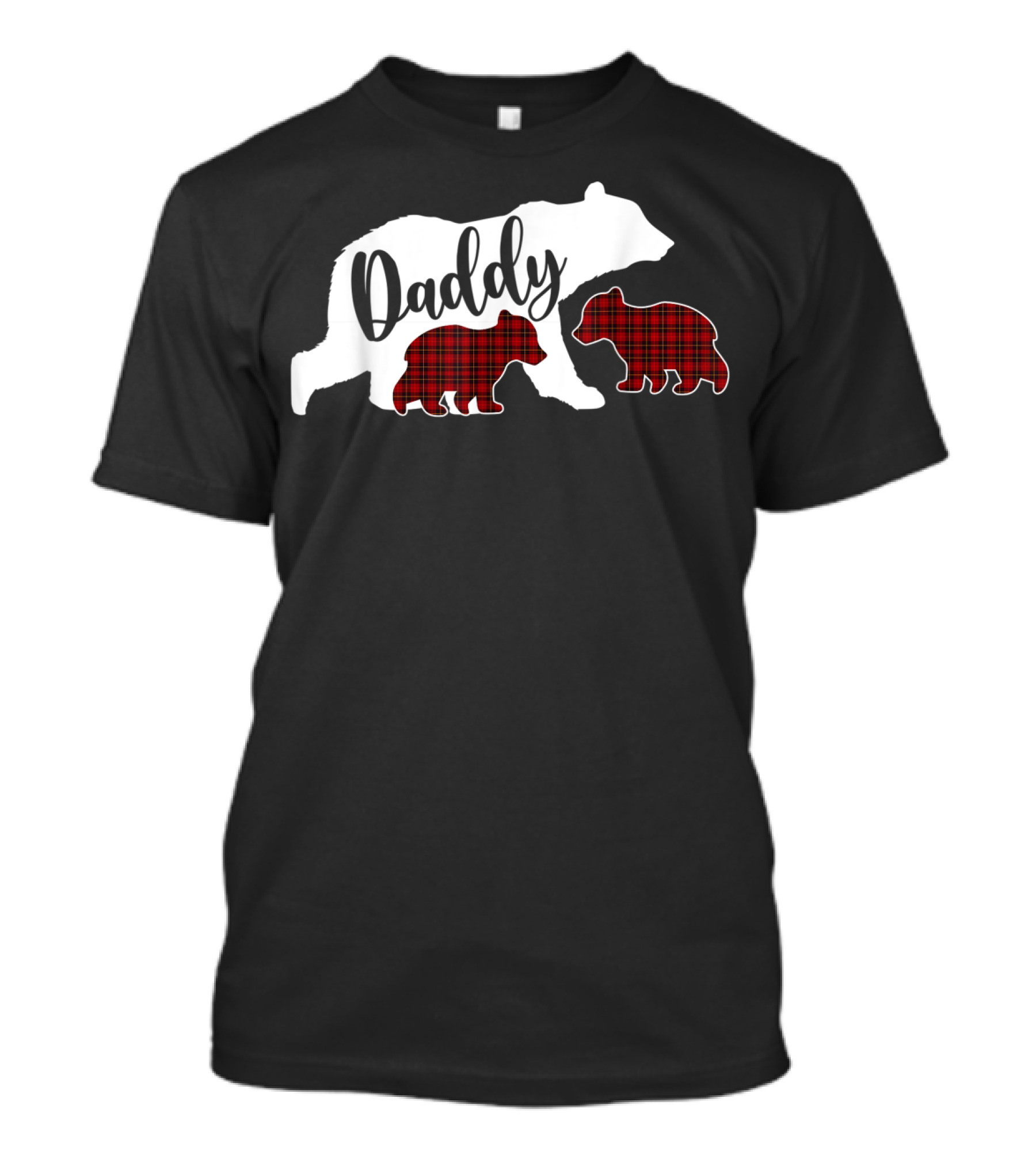 Daddy Bear With Two Red Plaid Cubs T-Shirt