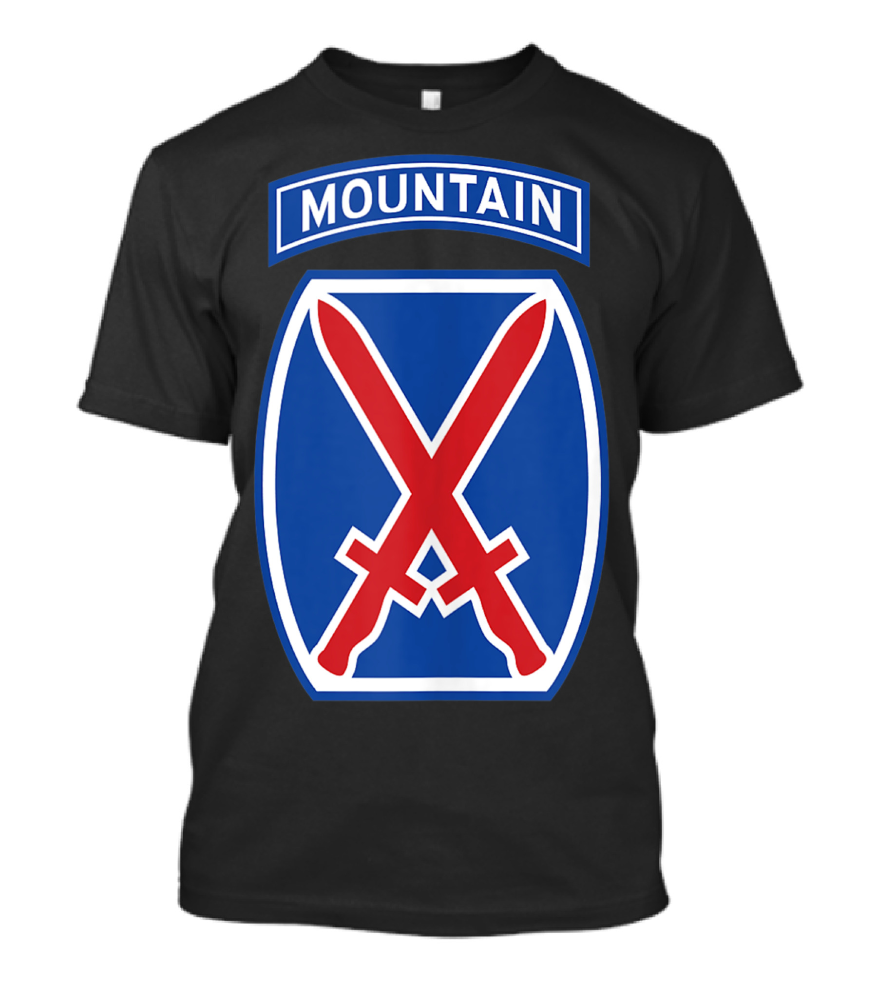 10th Mountain Division Military Patch Emblem With Crossed Swords T-Shirt