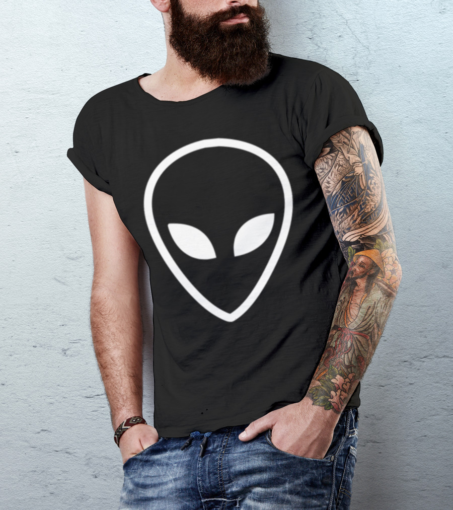 Alien Head Pocket Black Ufo T-Shirt