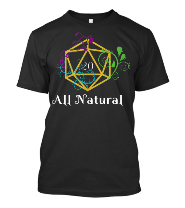 All Natural D20 Dice Floral Fantasy Play T-Shirt
