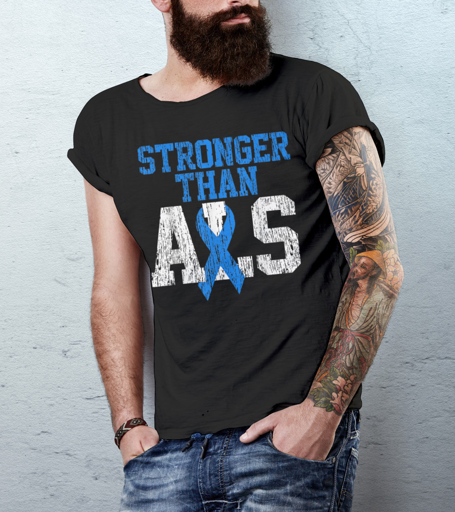 Stronger Than ALS Blue Ribbon ALS Warrior T-Shirt