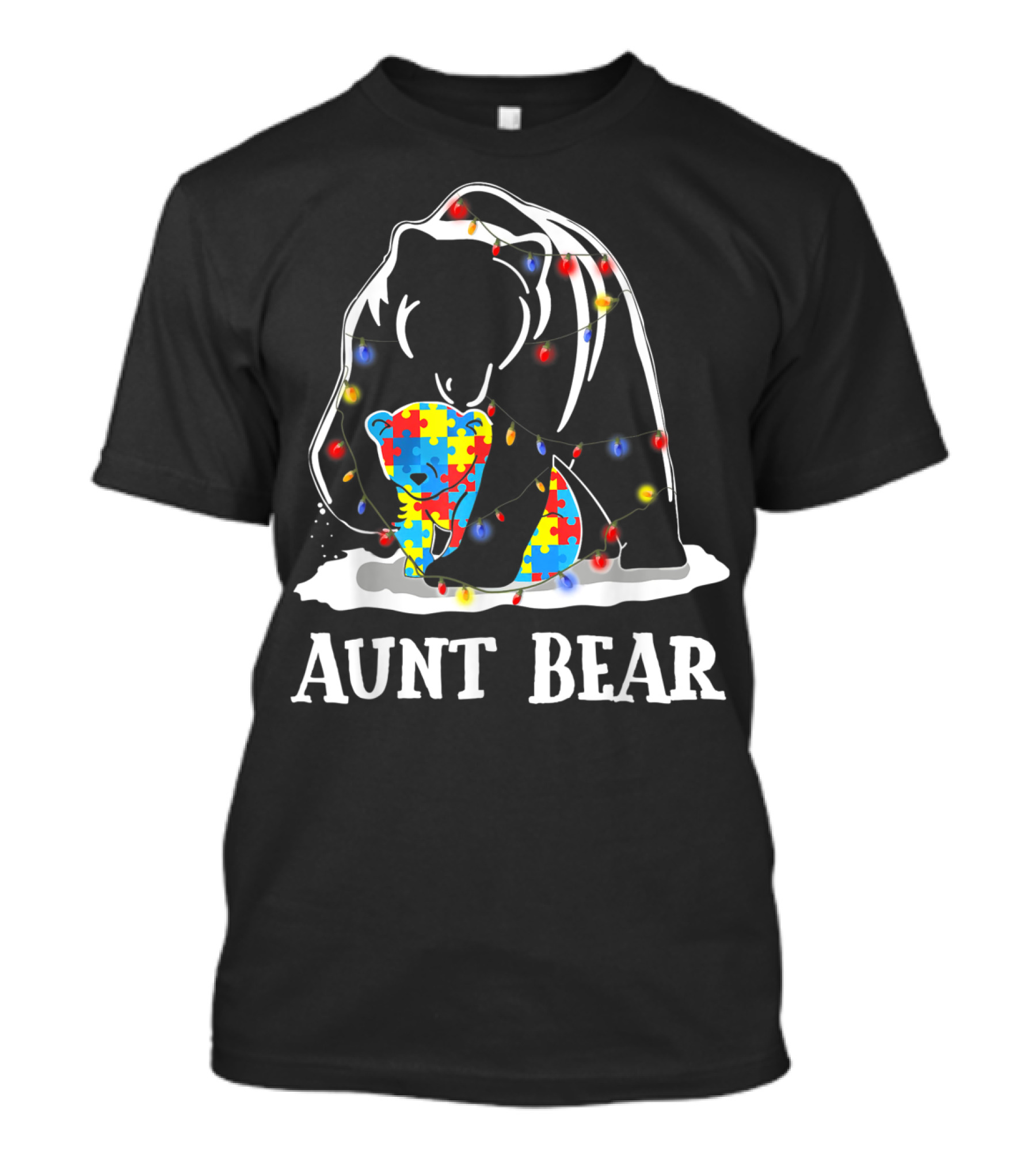 Aunt Bear Autism Awareness Lights Puzzle T-Shirt