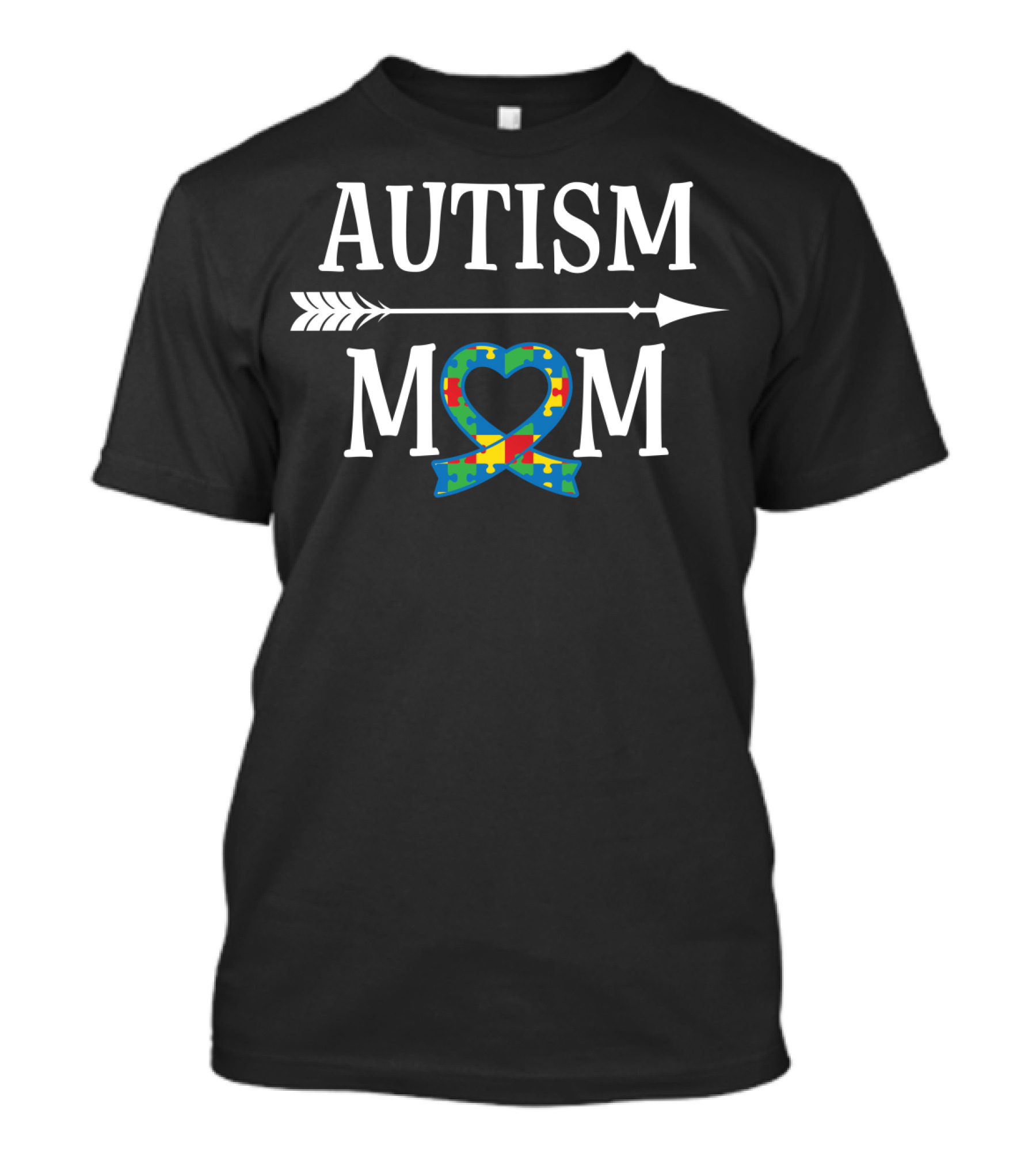 Autism Mom Puzzle Ribbon Awareness With Heart T-Shirt