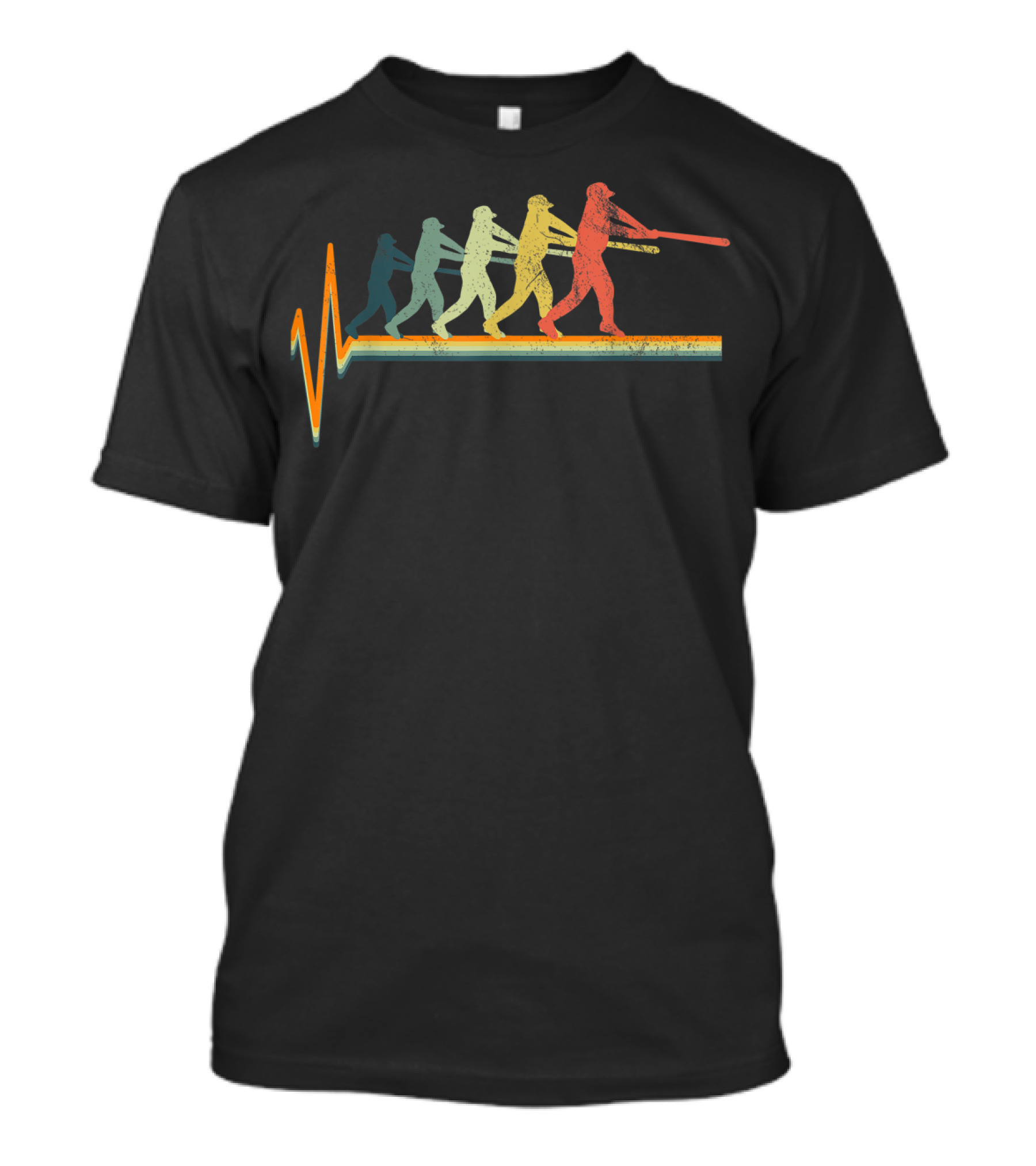 Baseball Heartbeat Heart Frequency Retro Batting Evolution T-Shirt