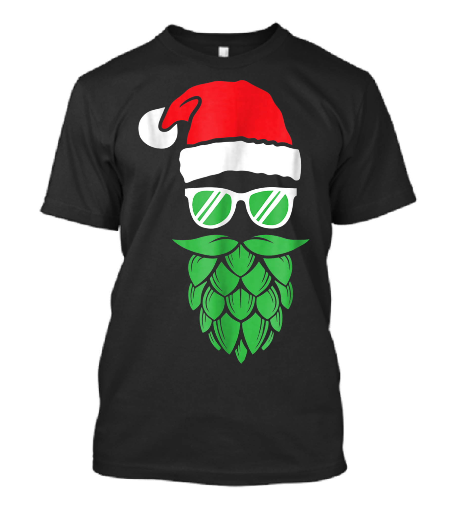 Funny Xmas Santa Hat Sunglasses Hop Beard T-Shirt