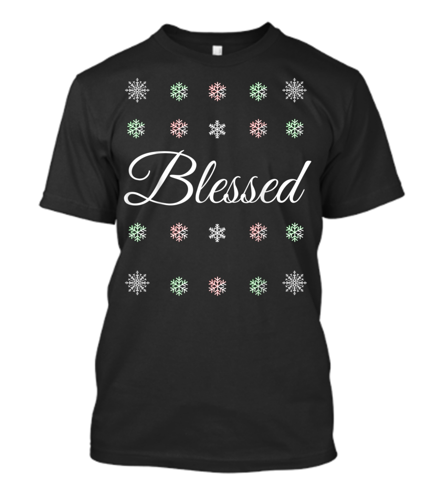 Blessed Snowflake Pattern Holiday T-Shirt