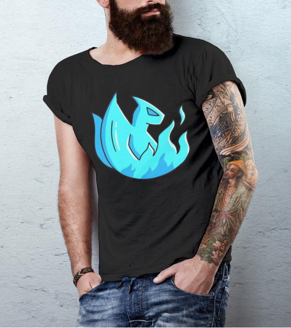 Blue Flame Dragon Fire Icon Fantasy Image T-Shirt