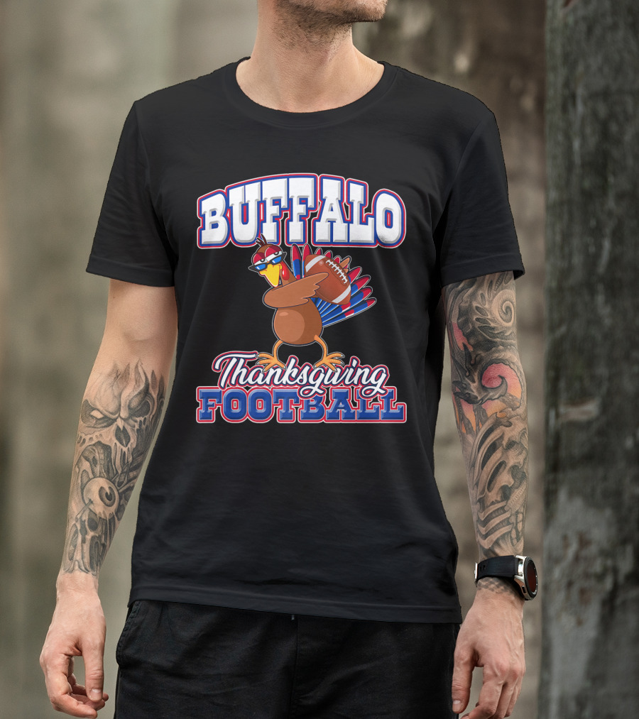 Buffalo Thanksgiving Football Funny Turkey Playing T-Shirt