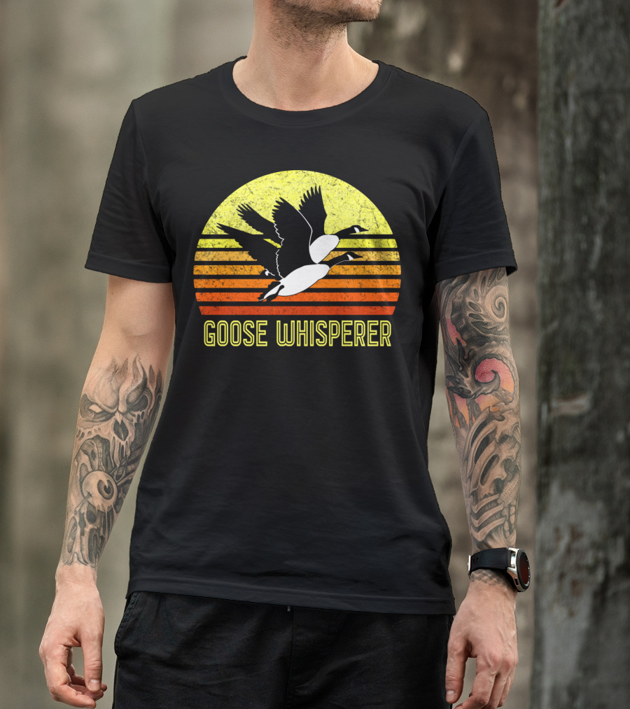 Goose Whisperer Canada Waterfowl Hunting Sunset Bird T-Shirt