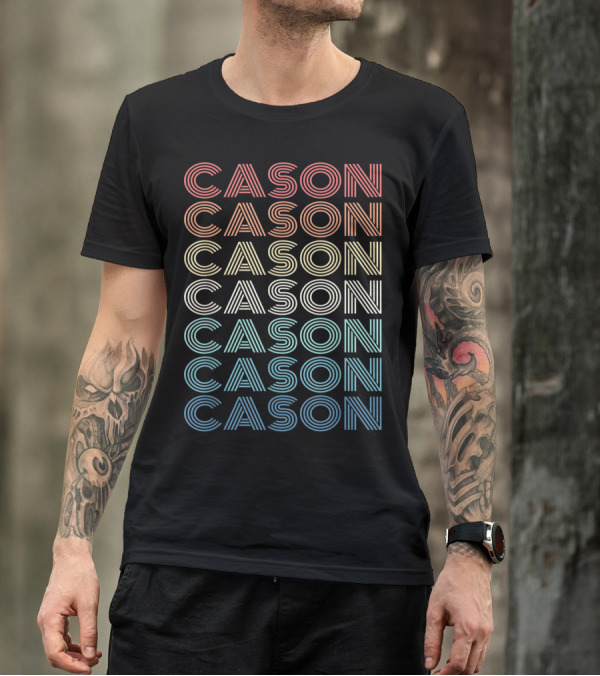 Cason First Given Name Cason Repeated Multicolor Lines T-Shirt