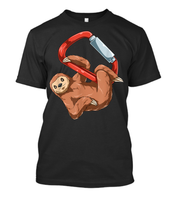 Chilled Sloth Hanging On Carabiner Bouldering And Rock Climbing T-Shirt