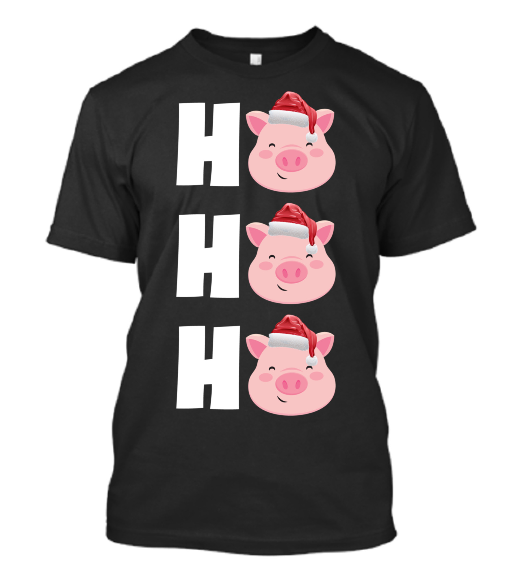 H H H Christmas Santa Hat Piglets T-Shirt