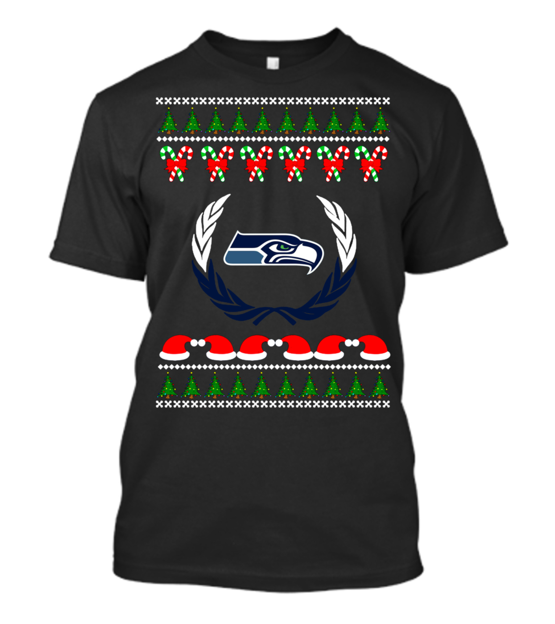 Christmas Ugly Football Team Seahawks Festive T-Shirt