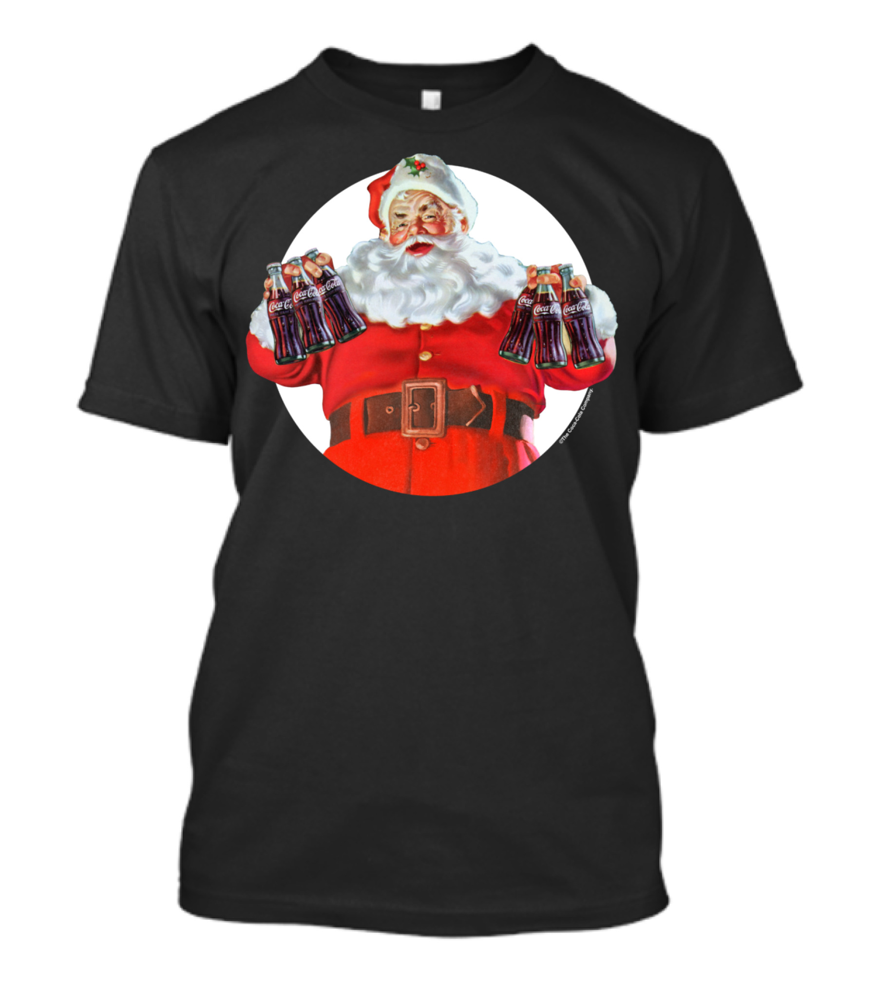 CocaCola Christmas Santa Claus Holding Bottles T-Shirt