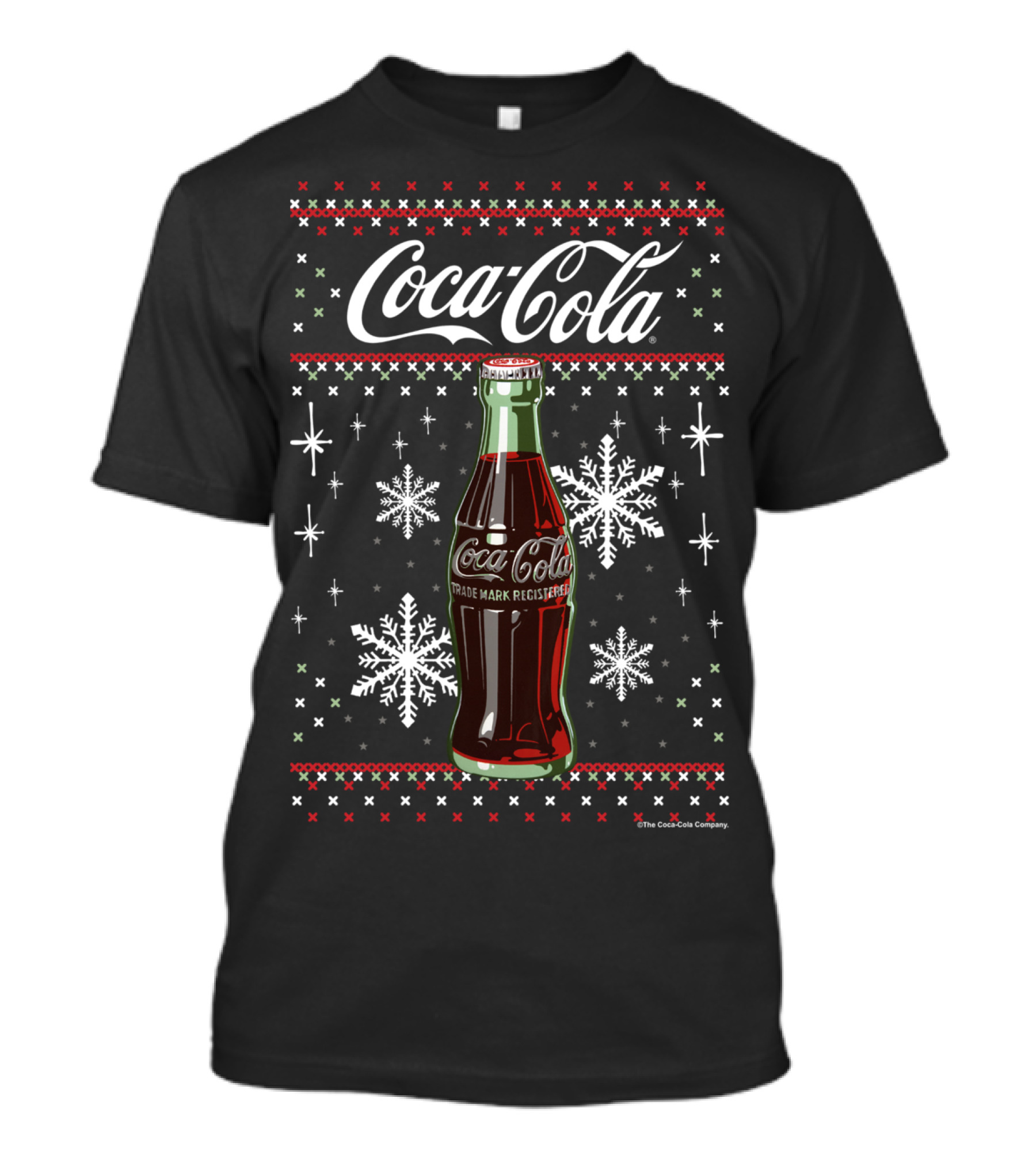 CocaCola Classic Bottle With Snowflakes And Festive T-Shirt