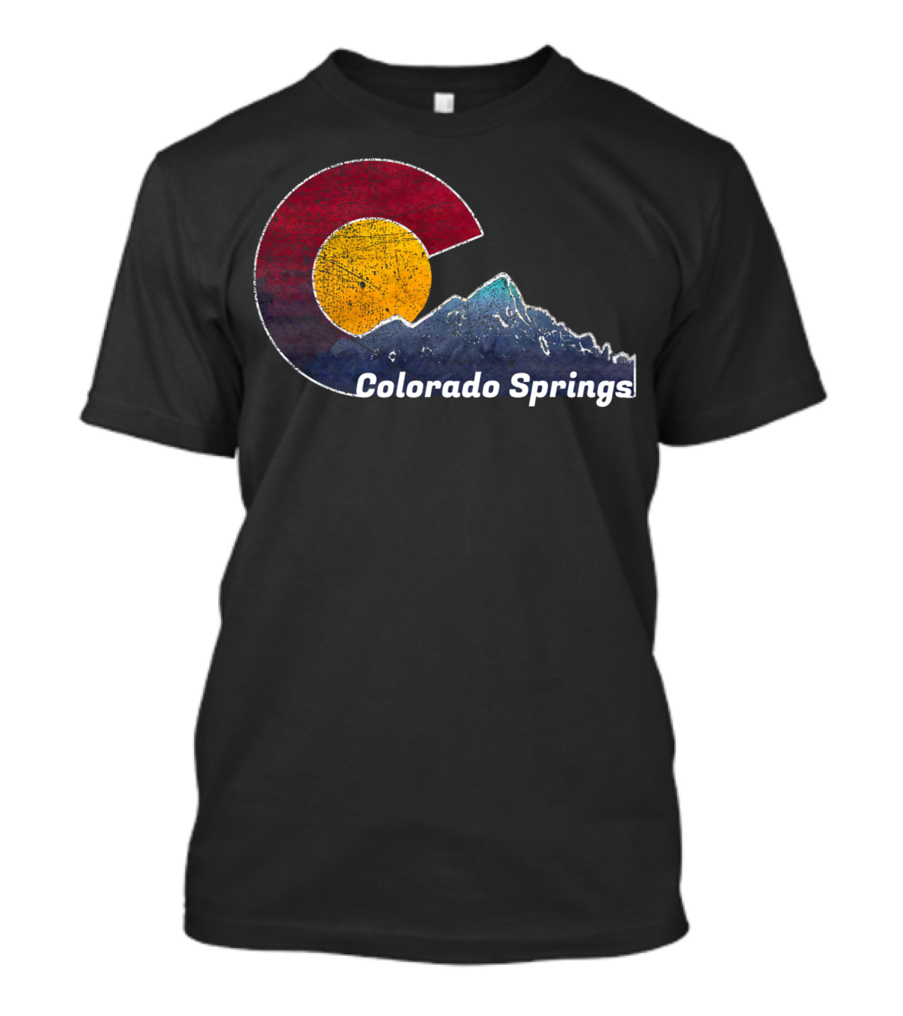Colorado Springs Colorado Flag Mountain Scenery T-Shirt