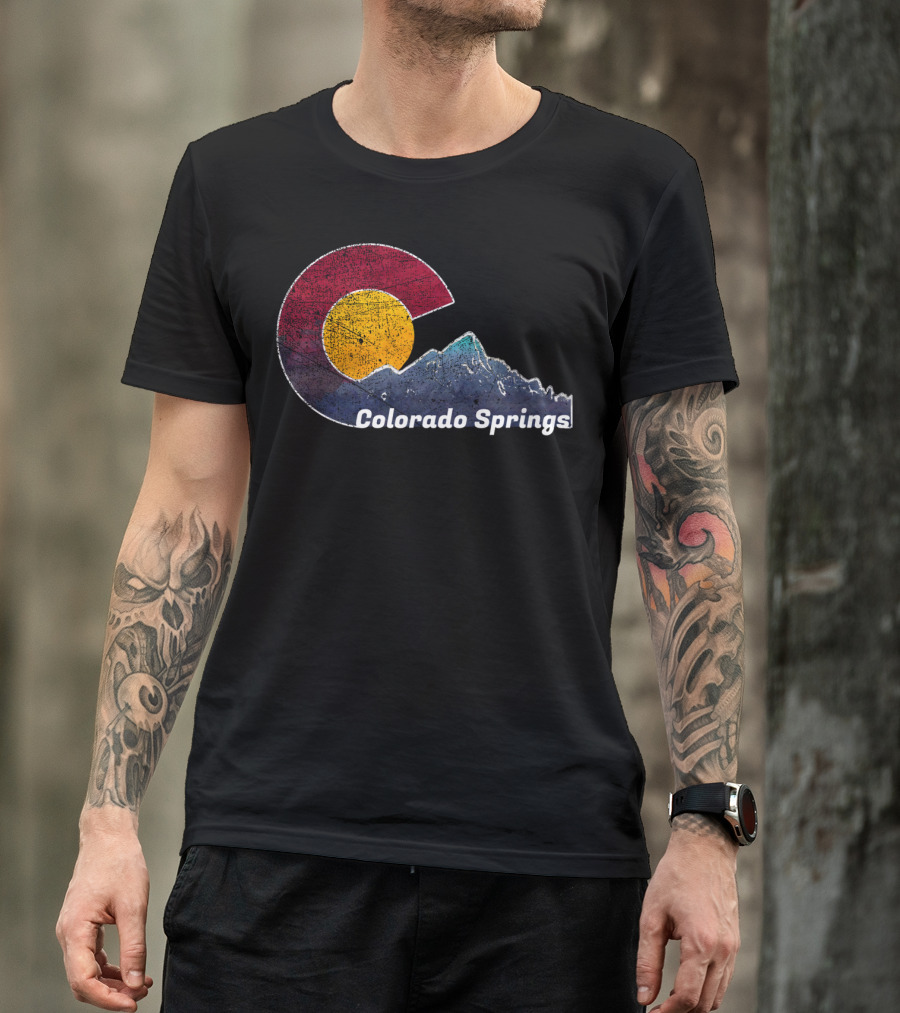Colorado Springs Colorado Flag Mountain Scenery T-Shirt
