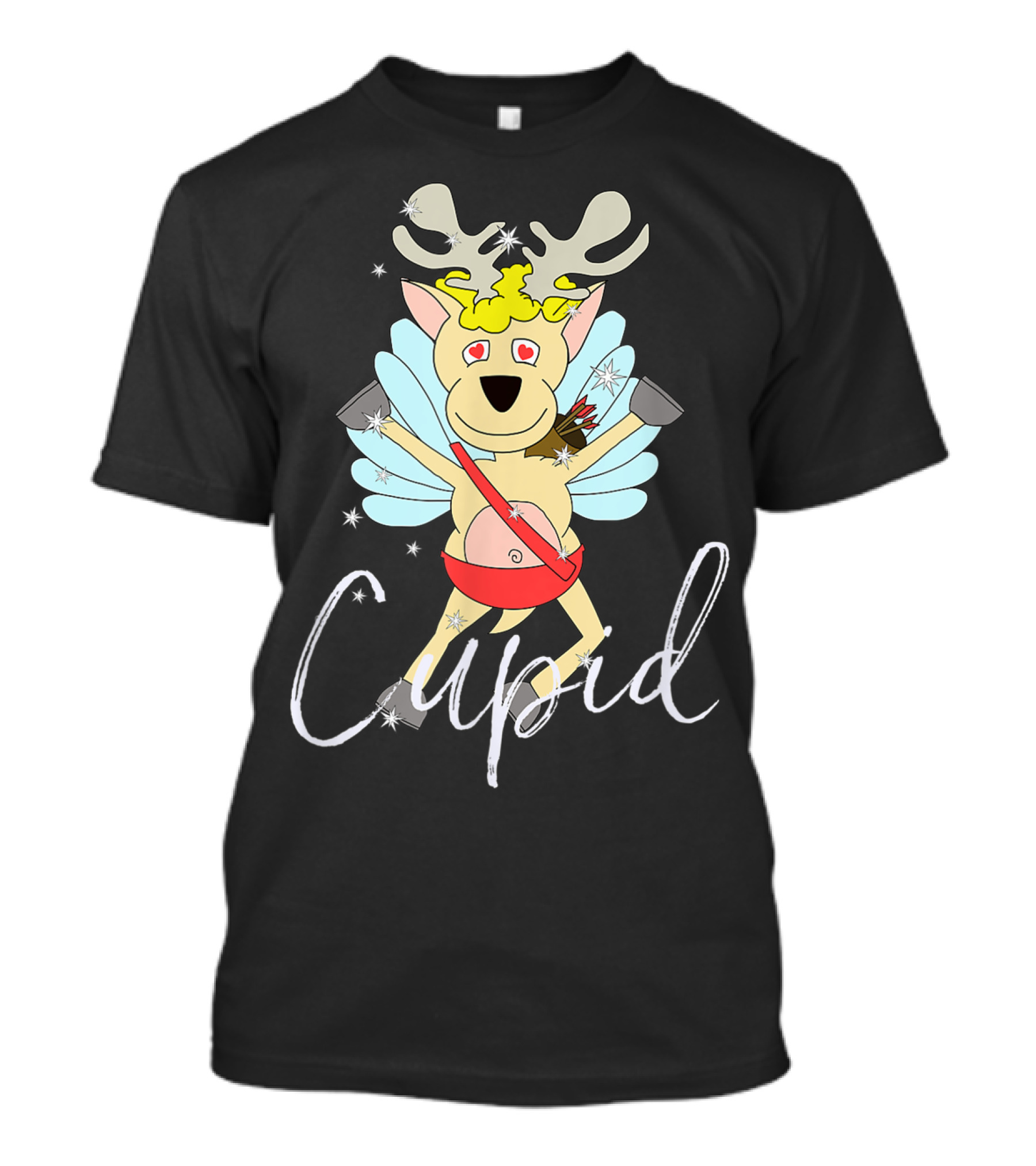 Cupid Cute Reindeer Funny Christmas Group Set T-Shirt