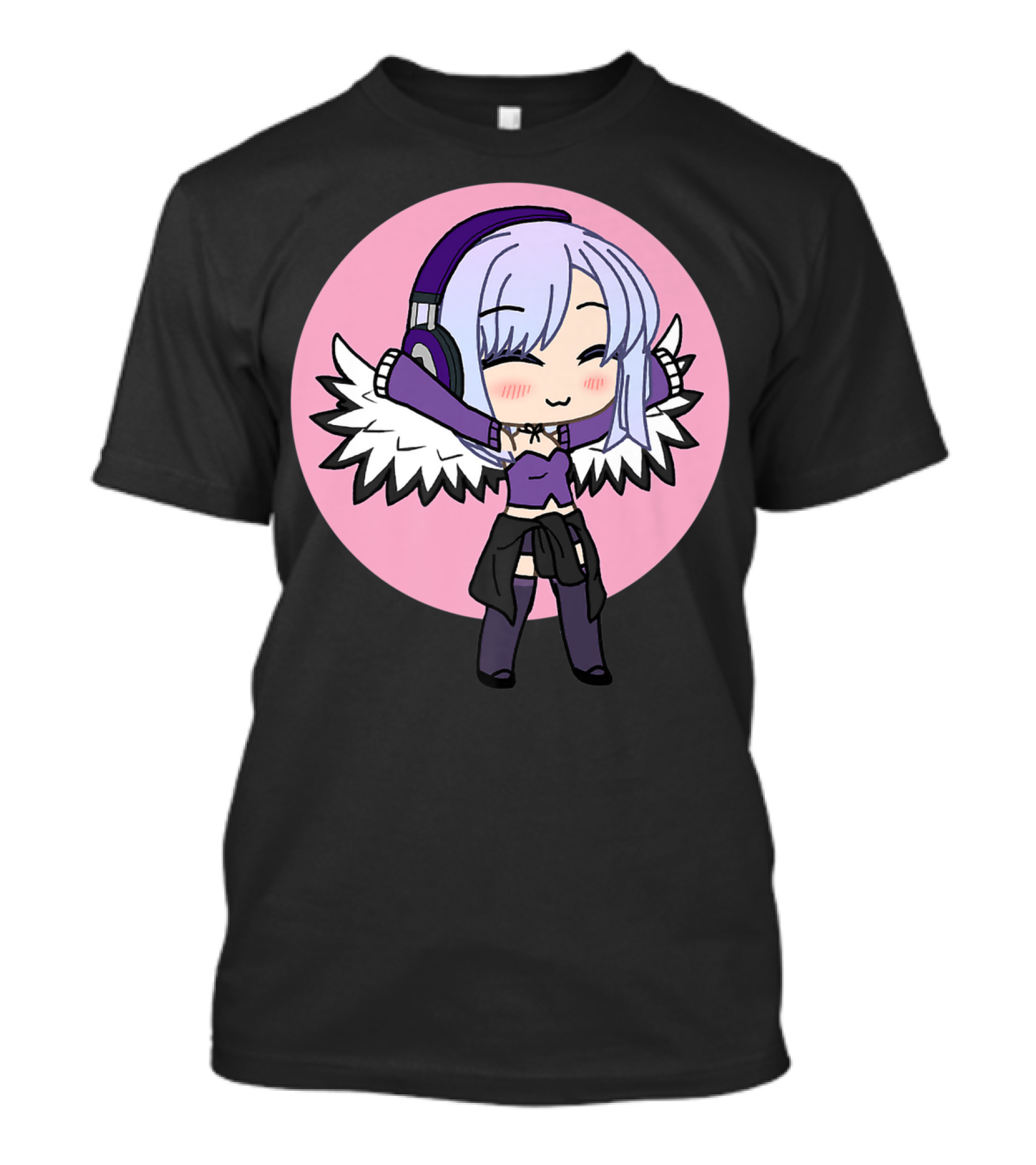 Kawaii Chibi Anime Girl With Wings And Headphones T-Shirt