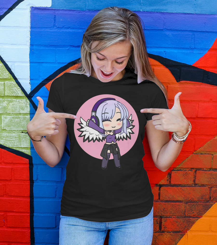 Kawaii Chibi Anime Girl With Wings And Headphones T-Shirt
