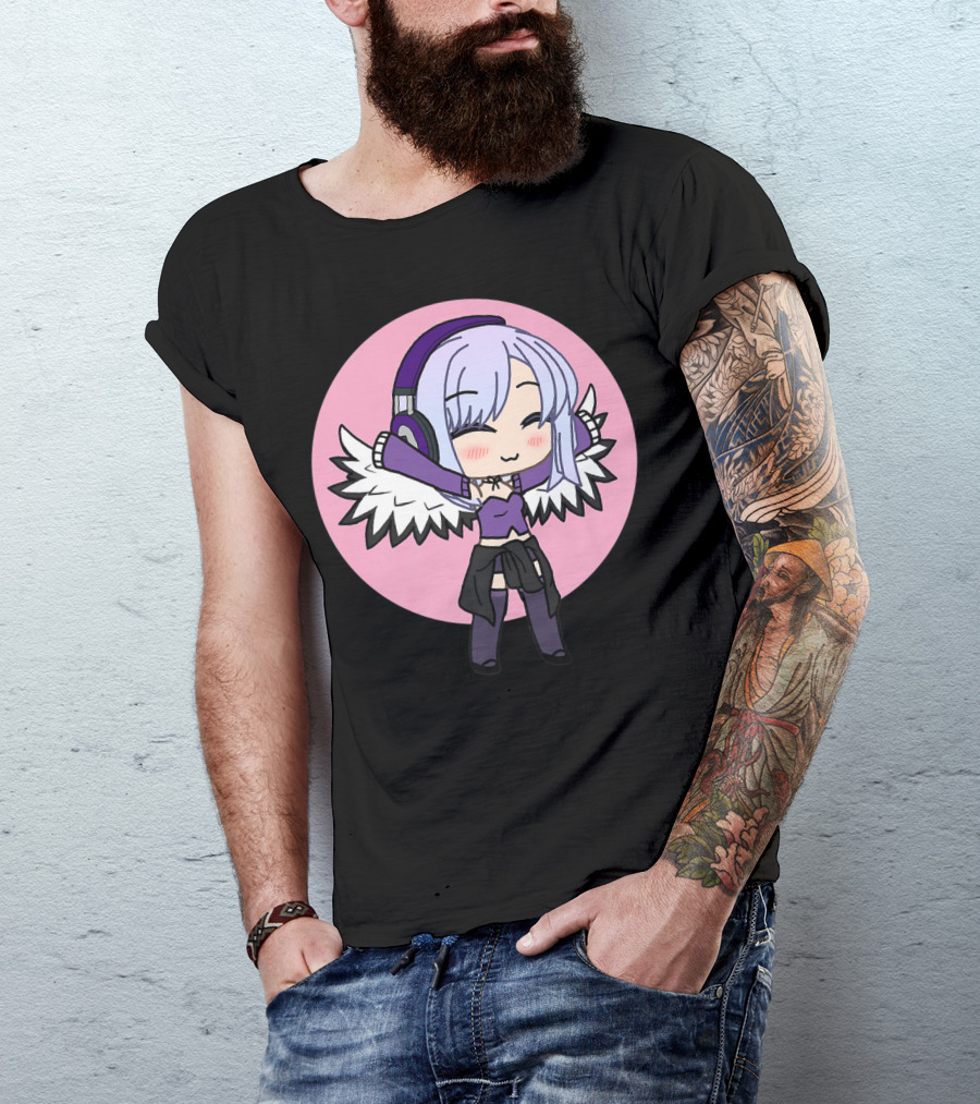 Kawaii Chibi Anime Girl With Wings And Headphones T-Shirt