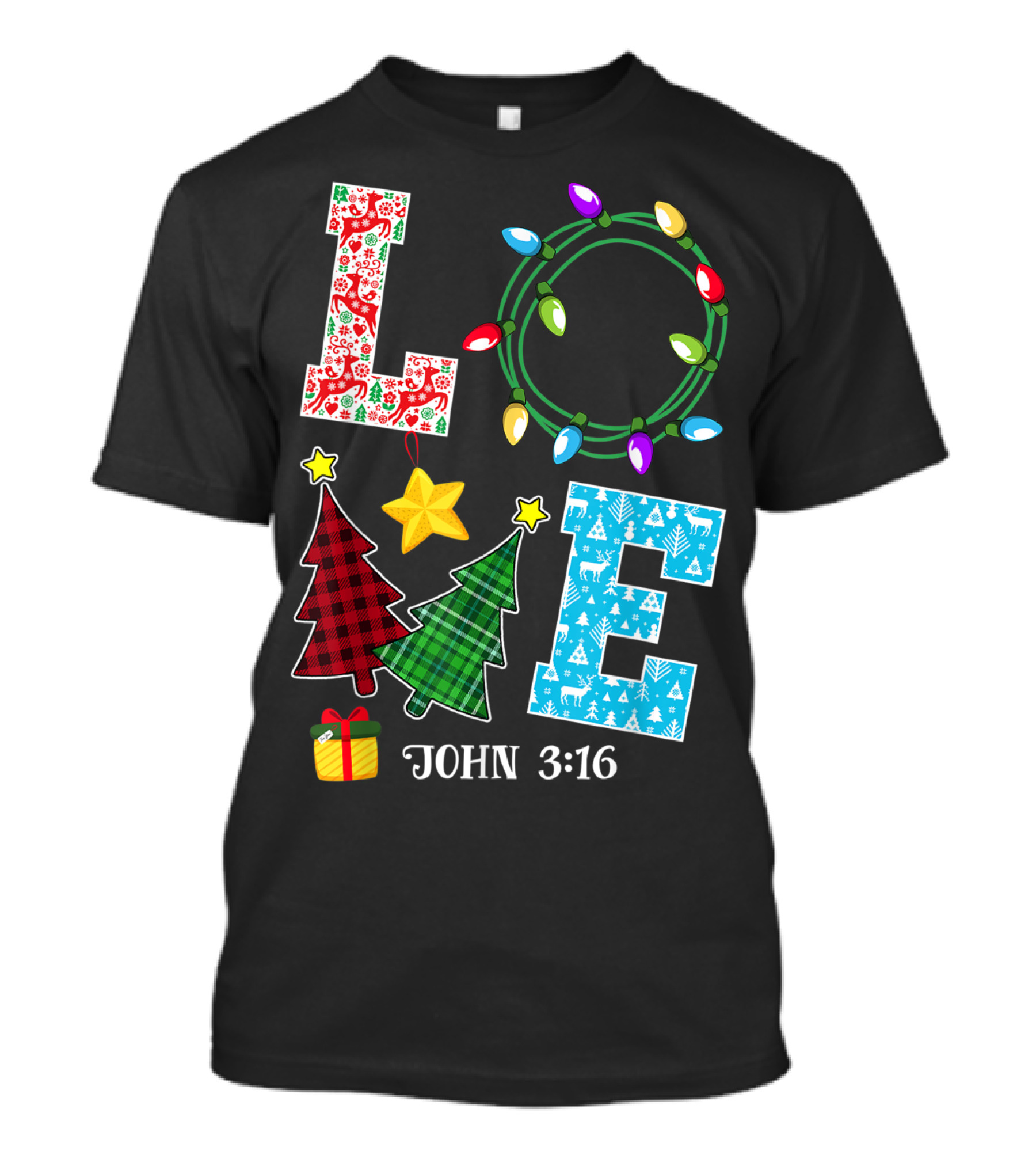 Love John 316 Christmas Xmas Family Festive Lights Trees Gift T-Shirt