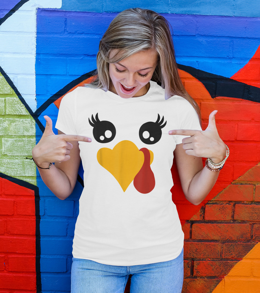 Cute Turkey Heart Face Funny Women Men T-Shirt