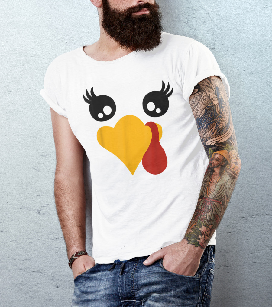 Cute Turkey Heart Face Funny Women Men T-Shirt