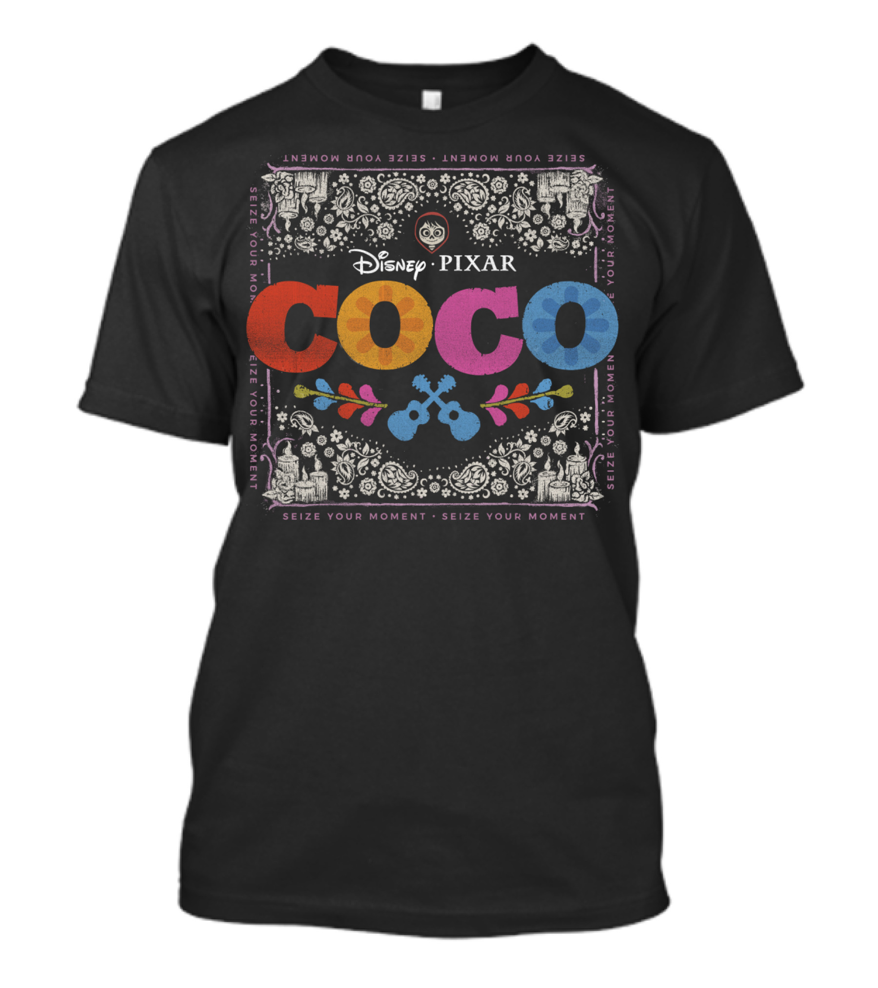 Disney Pixar Coco Colorful Floral Seize Your Moment Square T-Shirt