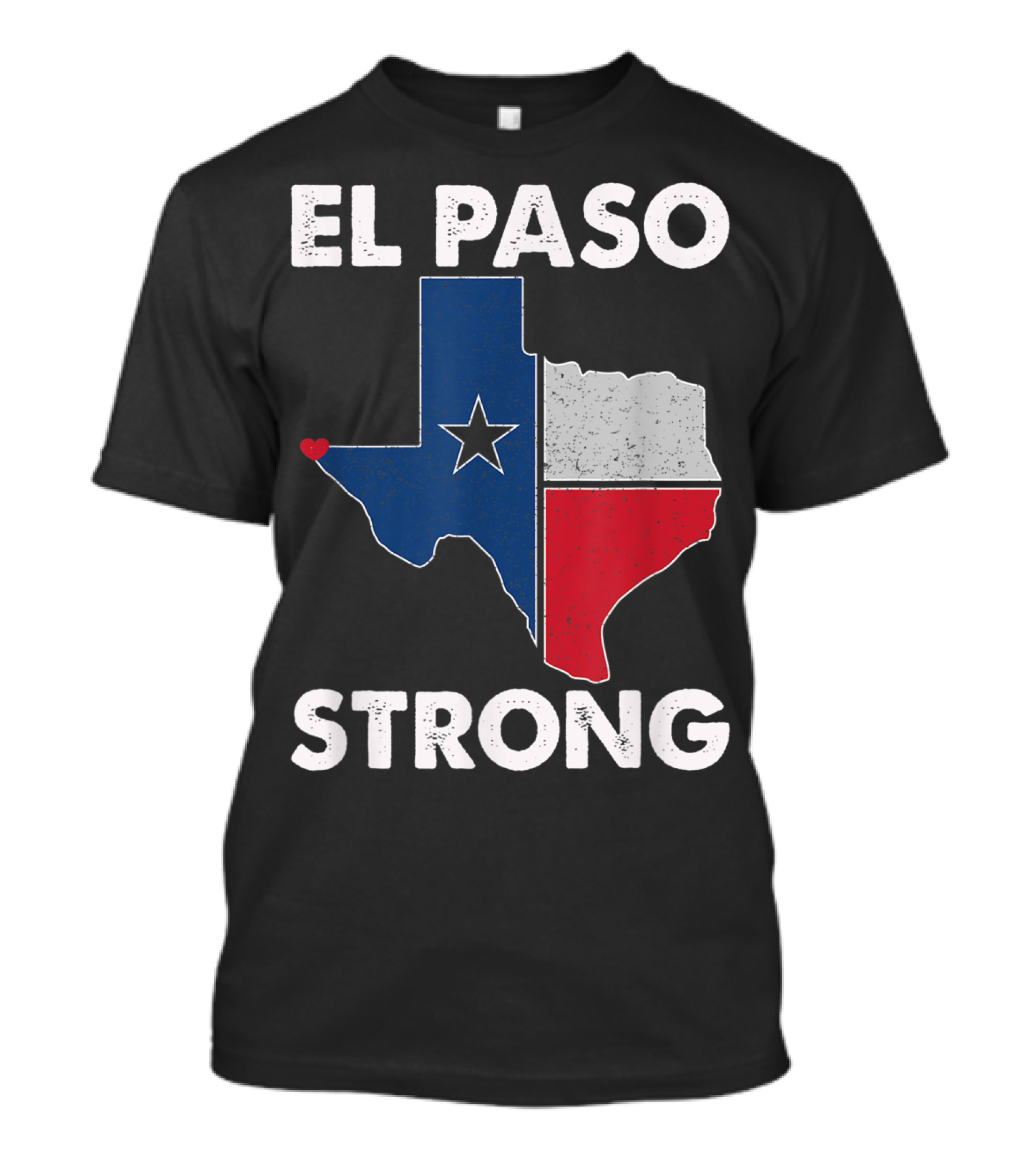 El Paso Strong Texas Flag Heart Map T-Shirt