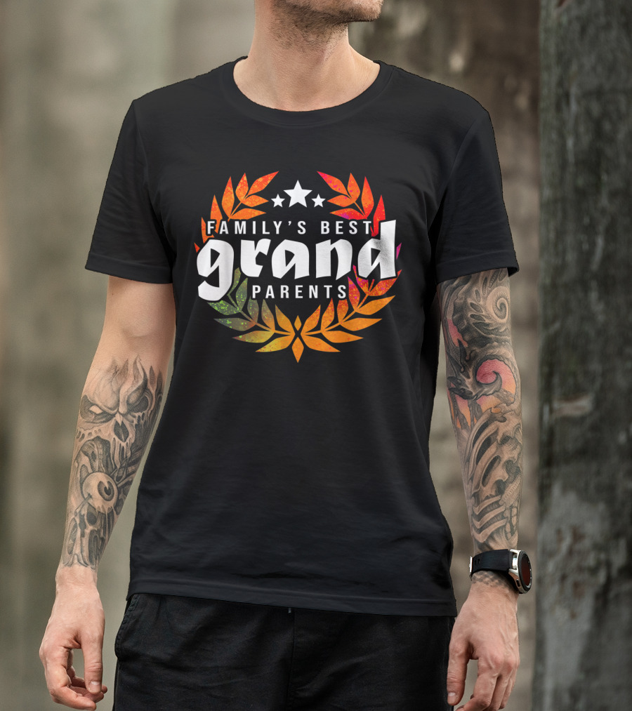FAMILY'S BEST GRAND PARENTS Laurel Leaves Star T-Shirt