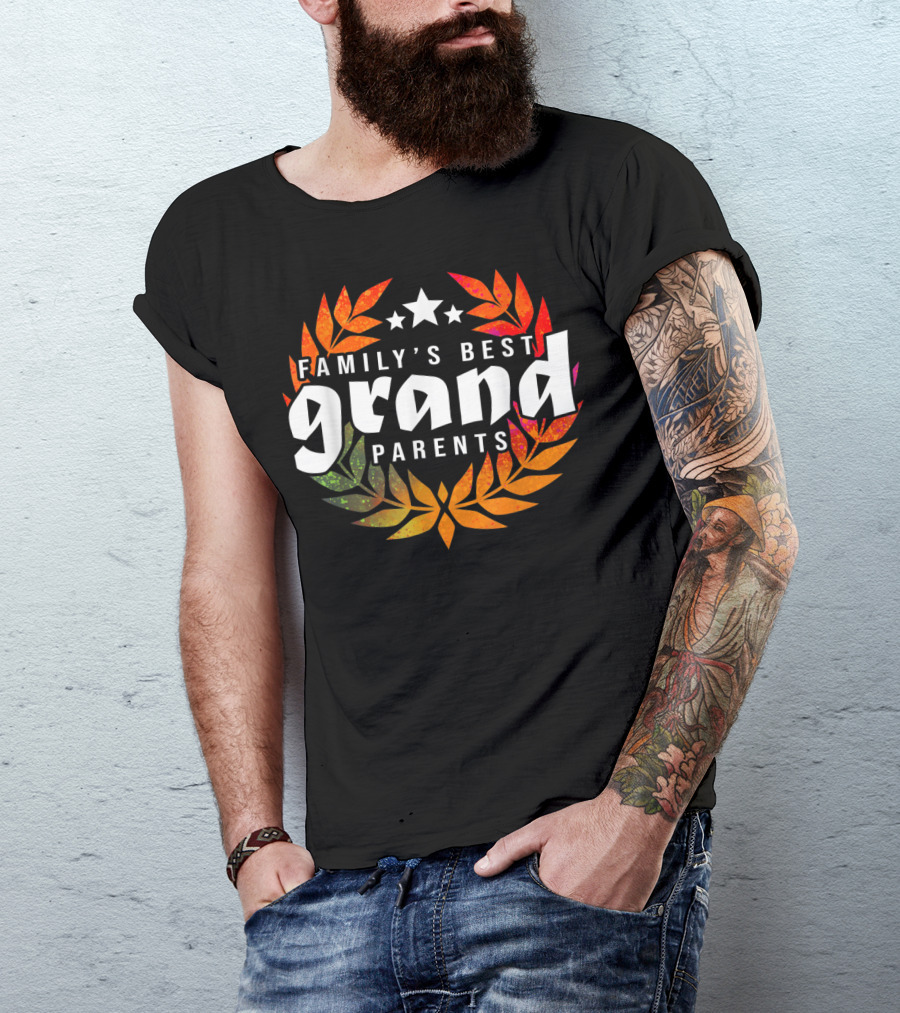 FAMILY'S BEST GRAND PARENTS Laurel Leaves Star T-Shirt