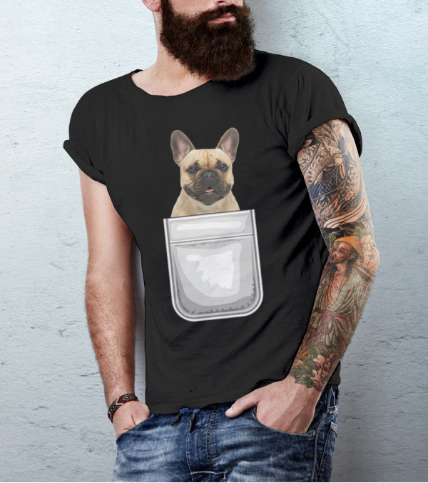 Frenchie French Bulldog Puppy Dog In Your Pocket T-Shirt