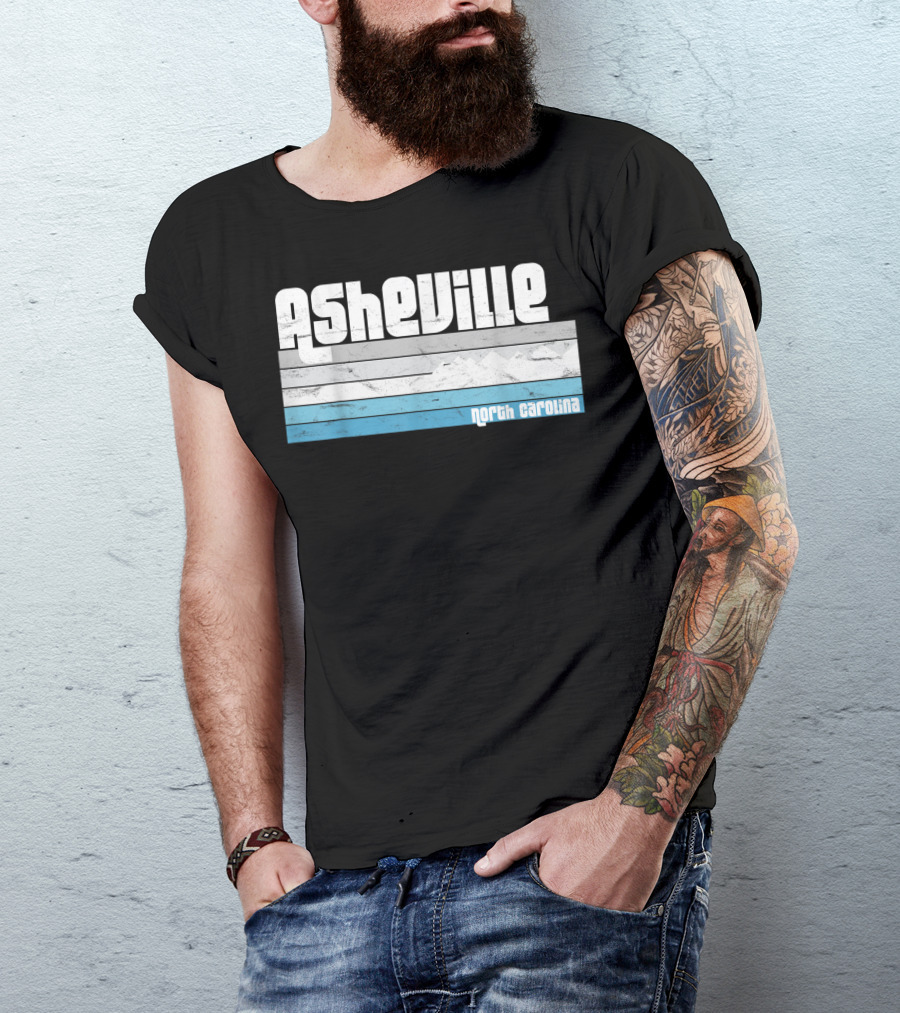 Asheville North Carolina Vintage Style Blue Ridge Mountains T-Shirt