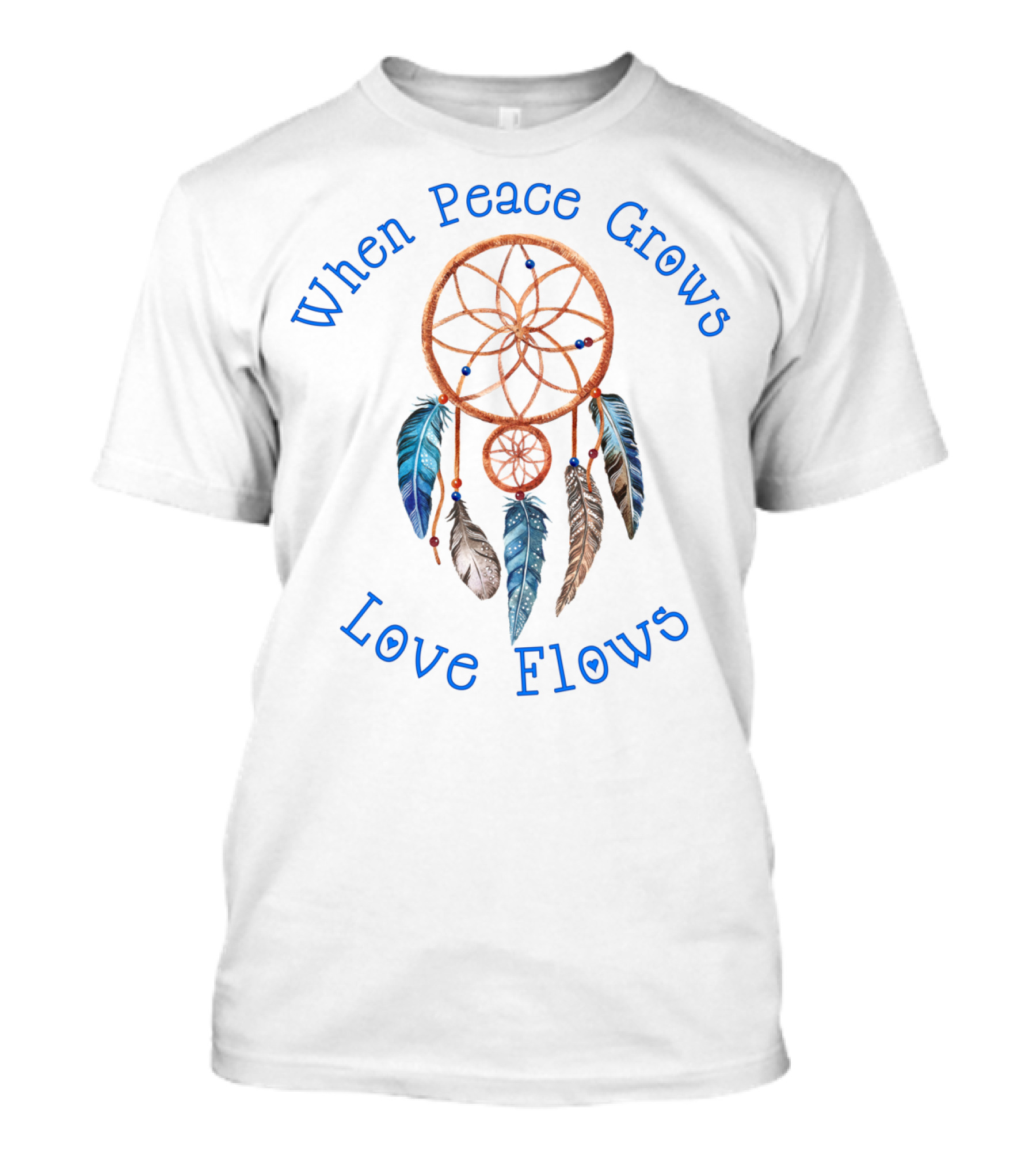 When Peace Grows Love Flows Bohemian Boho Peace And Love Hippie Tribal T-Shirt