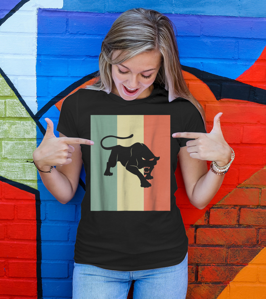 Black Panther Silhouette Tricolor Background T-Shirt
