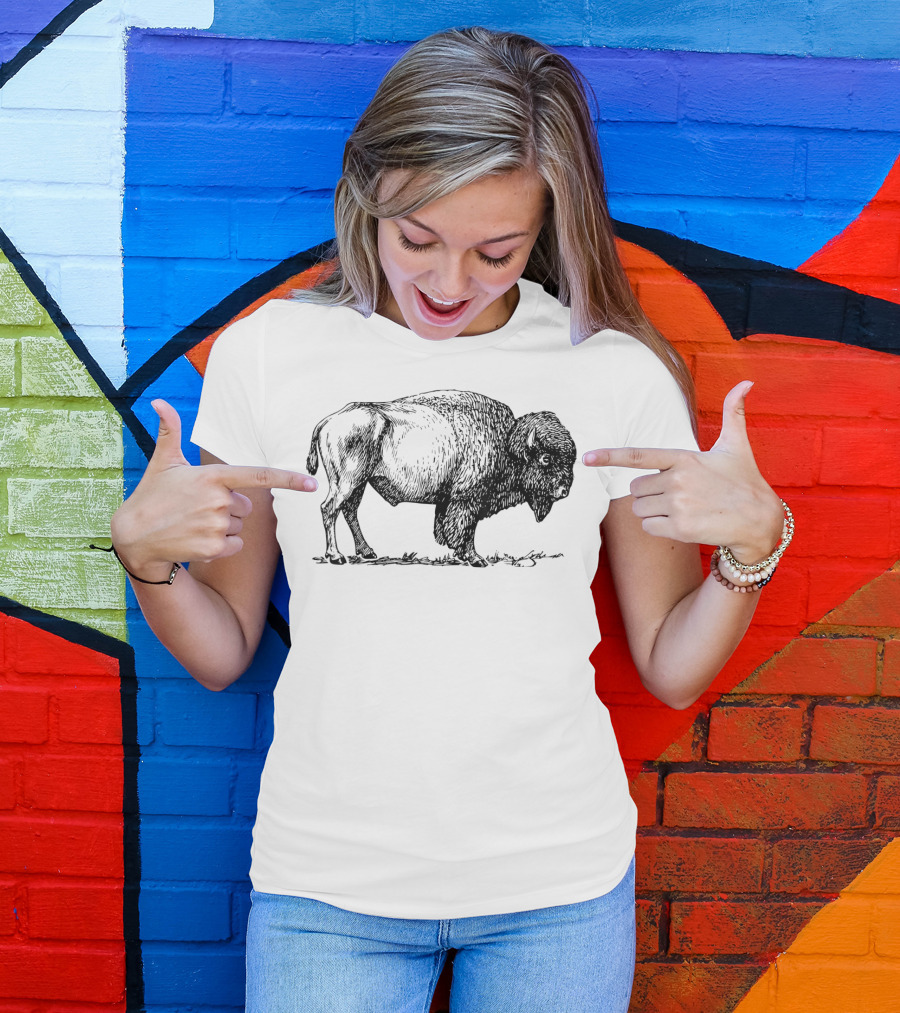 Buffalo American Bison Sketch T-Shirt