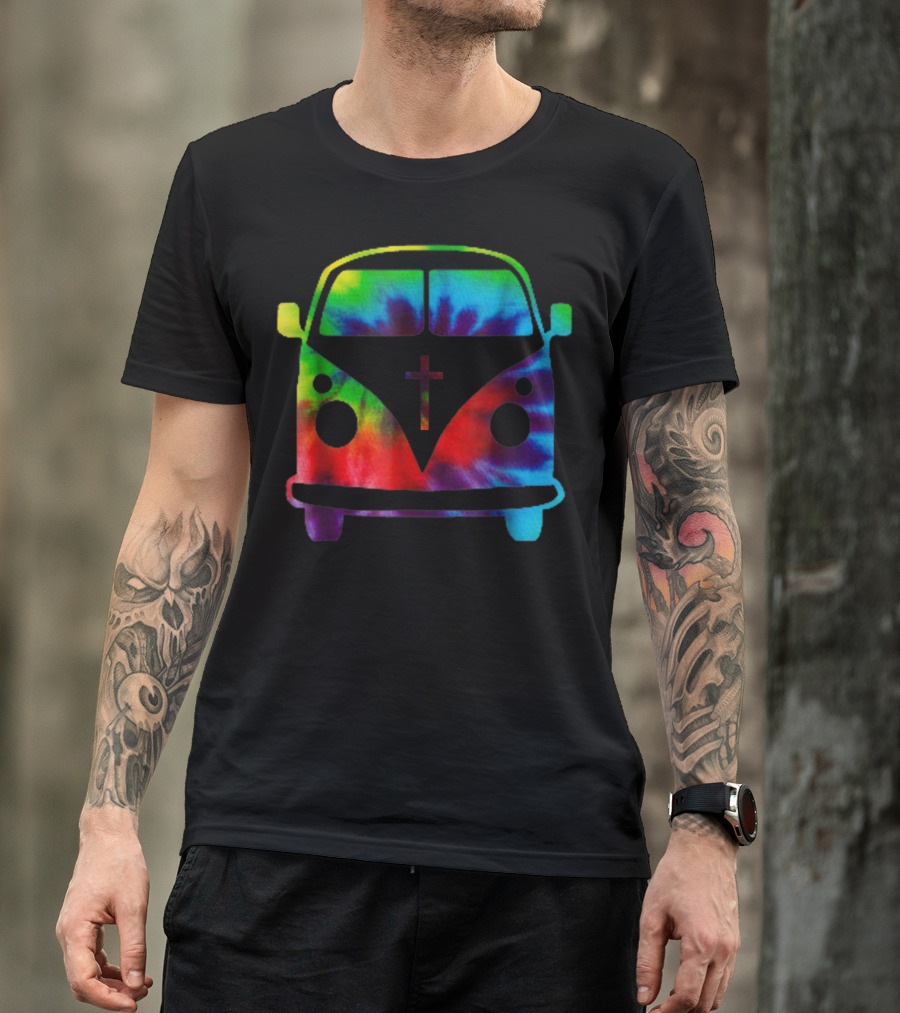 Christian Vdub Classic Tie-Dye T1 Bus With Cross T-Shirt